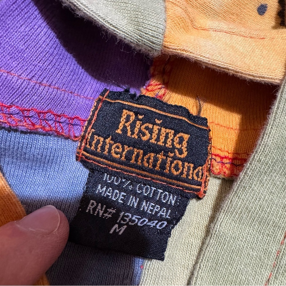 Vintage Rising International Patchwork Artsy Hippie Hoodie Long Sleeve Cotton M - Picture 3 of 10